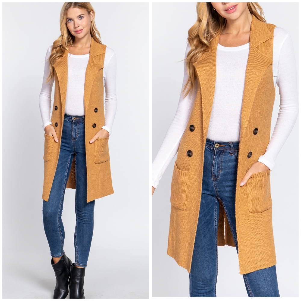 FEW LEFT❗️Cozy Chic Honey Longline Knitted Vest - Picture 5 of 10